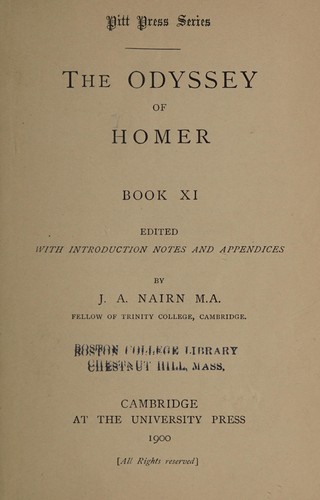 Homer: The Odyssey of Homer (Ancient Greek language, 1900, The University press)